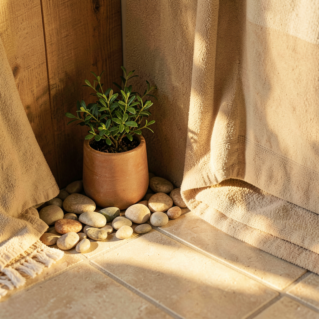Meuble de salle de bain en bois récupéré avec vasque en céramique blanche dans un style naturel