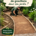 Allée de gravillons qui crée une ambiance chaleureuse dans le jardin