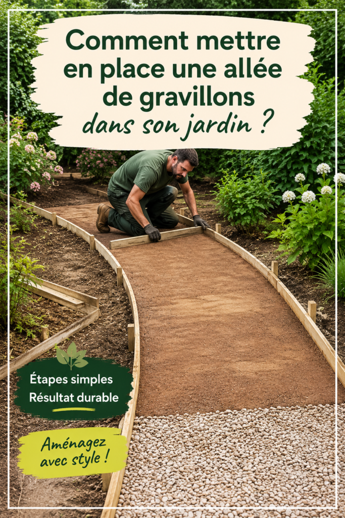Allée de gravillons qui crée une ambiance chaleureuse dans le jardin