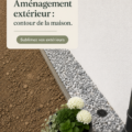 Aménagement extérieur avec des fleurs et une allée autour d'une maison