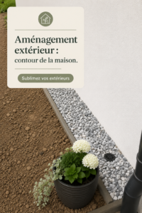 Aménagement extérieur avec des fleurs et une allée autour d'une maison