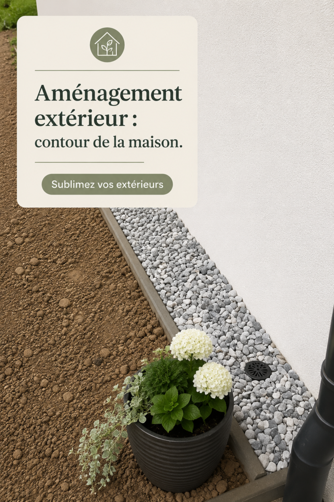 Aménagement extérieur avec des fleurs et une allée autour d'une maison