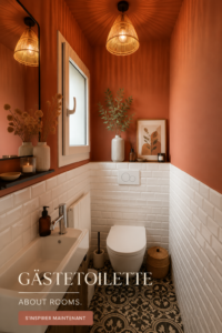 Une toilette aménagée avec goût, accueillante et chaleureuse.