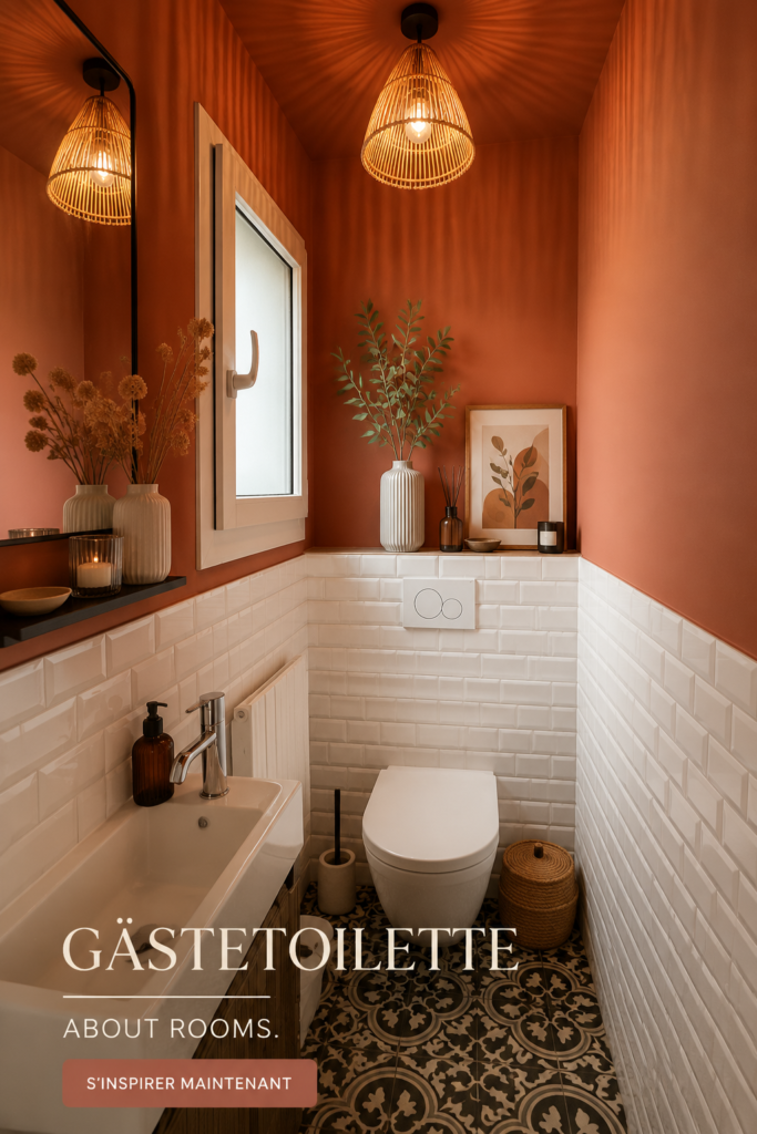 Une toilette aménagée avec goût, accueillante et chaleureuse.
