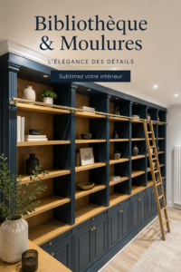 Bibliothèque moderne sur mesure dans un salon élégant