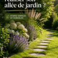 Allée de jardin bien entretenue avec des pavés et des plantes bordées