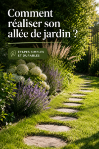Allée de jardin bien entretenue avec des pavés et des plantes bordées