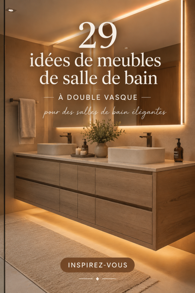 Modèle moderne de double vasque dans une salle de bain contemporaine