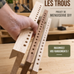 Espace entre des étagères soigneusement organisé avec des éléments de décoration et de rangement pratiques
