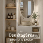 Salle de bain de 4m2 avec étagères pratiques et stylées