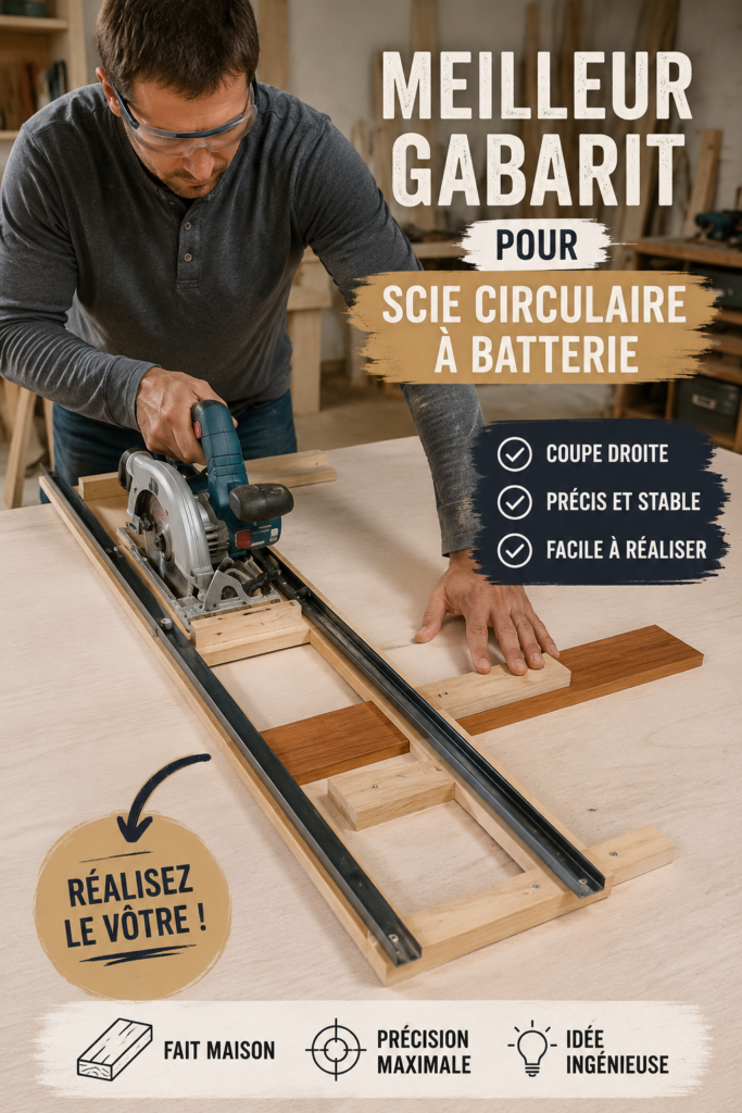 Femme utilisant une scie circulaire à batterie dans un projet DIY.