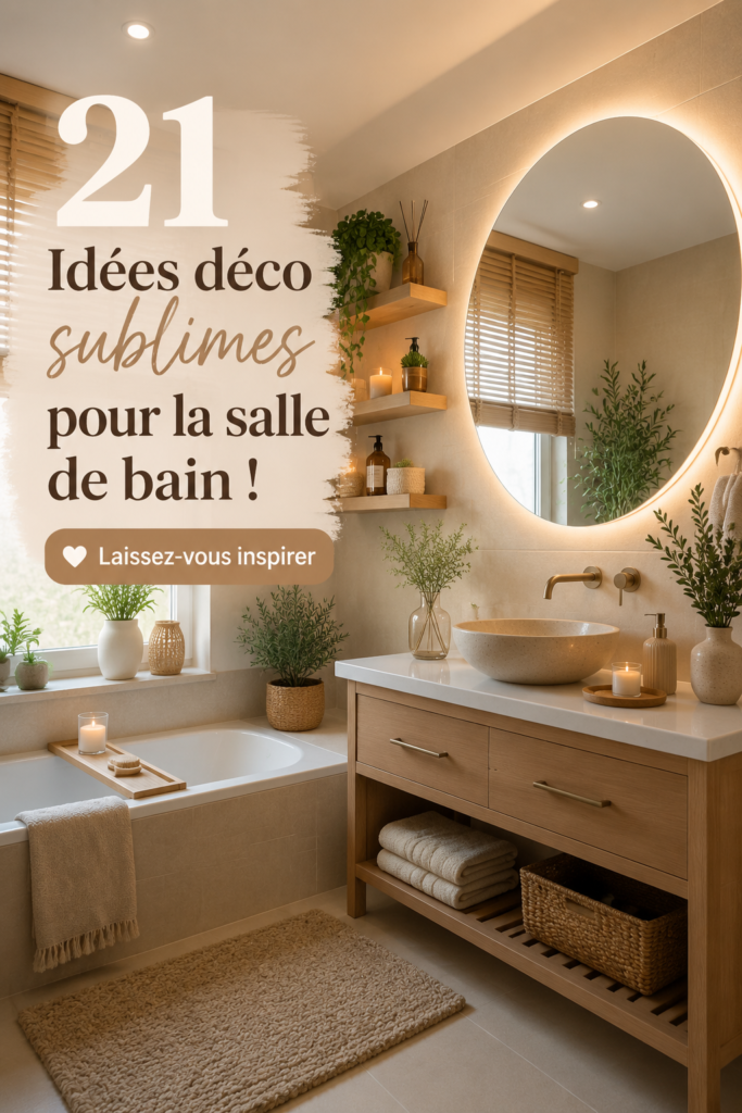 Salle de bain décorée avec des éléments chaleureux et pratiques