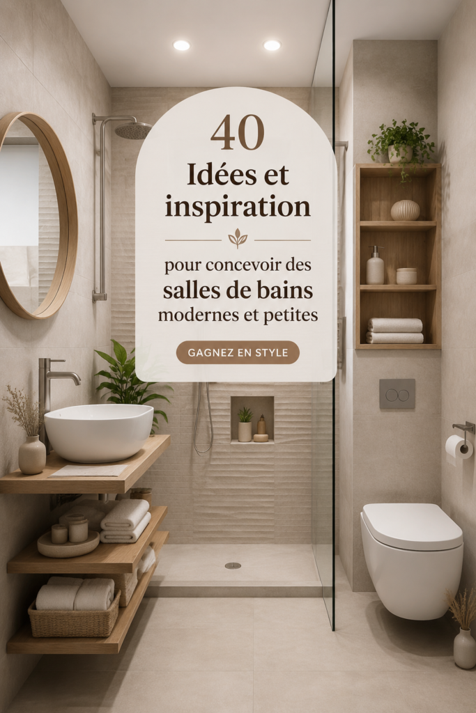 Salle de bain moderne et stylisée avec des rangements optimisés pour un petit espace.