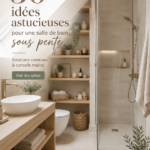 Aménagement d'une salle de bain sous pente avec lavabo et douche