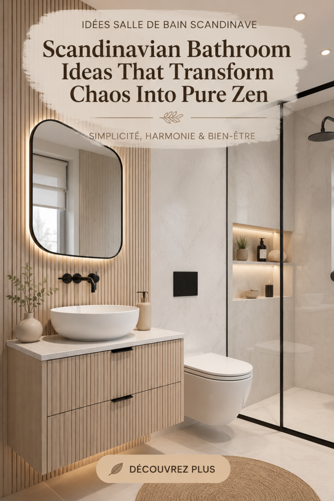 Salle de bain scandinave paisible avec des éléments en bois et des teintes neutres
