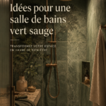 Salle de bain décorée en vert sauge avec des éléments modernes et reposants.