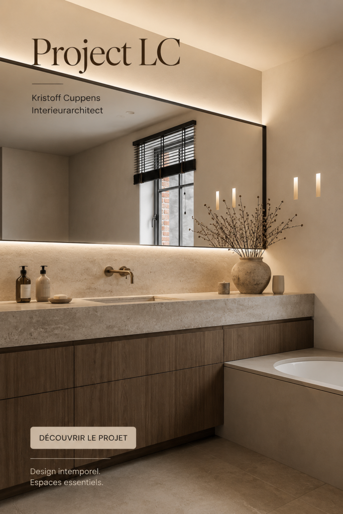 Intérieur contemporain et chaleureux du projet LC par Kristoff Cuppens