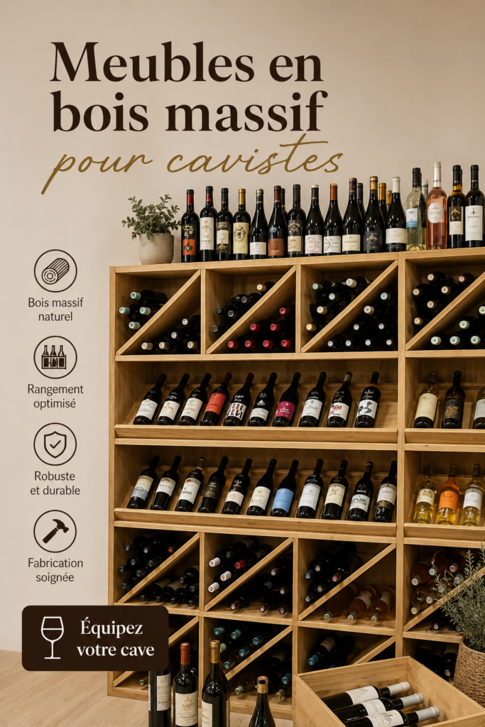 Meubles en bois massif dans une élégante cave à vin