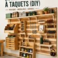 Mur de rangement pour outils construit avec un système de fixation français, organisé et esthétique.