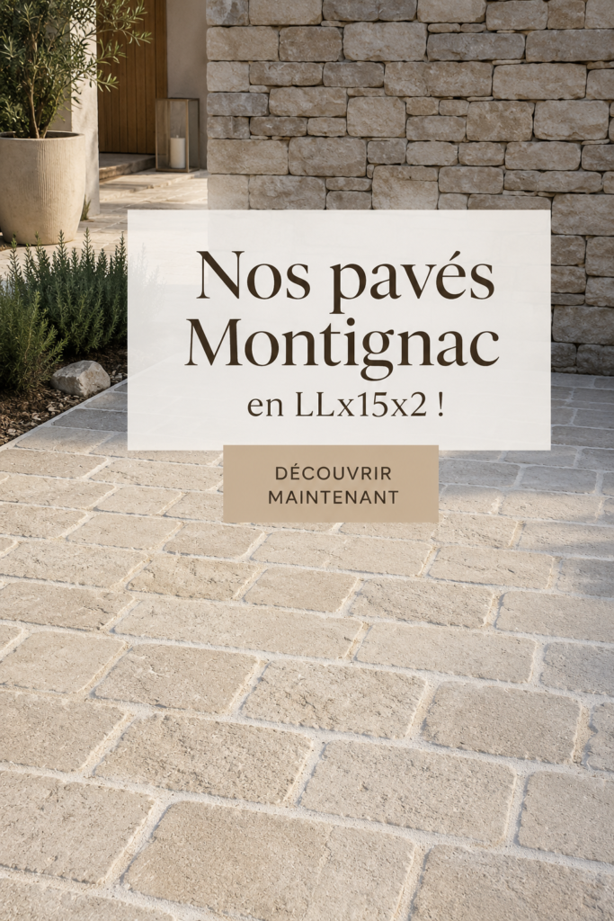 Pavés Montignac posés dans un jardin moderne, alliant simplicité et élégance.