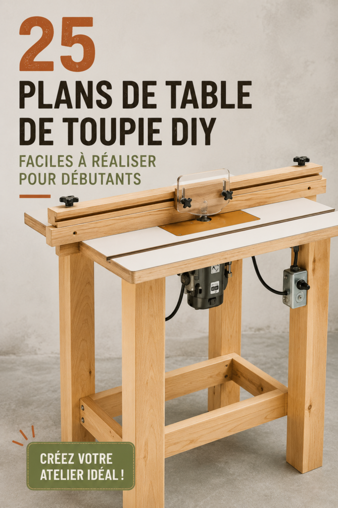 Plan d'une table à toupie DIY avec matériaux de bricolage