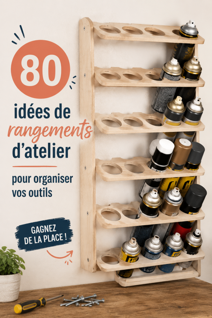 Atelier bien organisé avec outils rangés sur des étagères