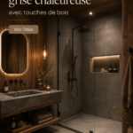 Salle de bain grise et bois, ambiance cosy et moderne