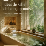 Salle de bain japonaise moderne avec écrans shōji et décoration zen
