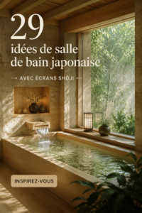 Salle de bain japonaise moderne avec écrans shōji et décoration zen