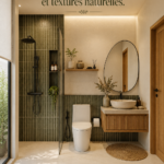 Salle de bain moderne avec textures naturelles et minimalisme