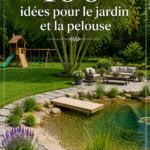 Jardin fleuri avec des plantes colorées et une pelouse bien entretenue