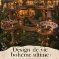 Un intérieur boho chaleureux avec des touches féériques et des plantes.