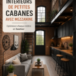 Intérieur d'une cabane loft avec des meubles optimisés pour l'espace