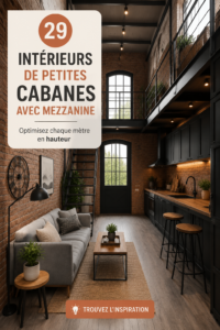 Intérieur d'une cabane loft avec des meubles optimisés pour l'espace