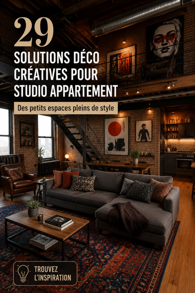 Un studio décoré avec goût, illustrant des solutions de décoration pour petits espaces.