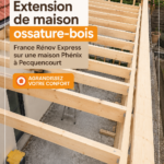 Maison avec extension en ossature bois, ajoutant du charme et de l'espace de vie.