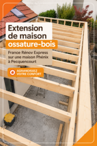 Maison avec extension en ossature bois, ajoutant du charme et de l'espace de vie.