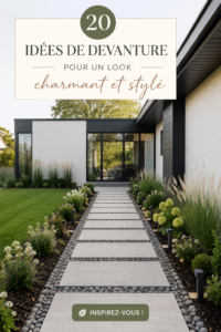 Un jardin avant fleuri et bien entretenu avec des plantes colorées.