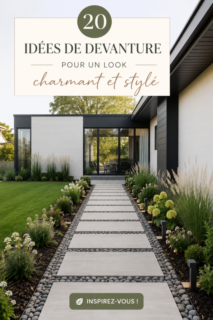 Un jardin avant fleuri et bien entretenu avec des plantes colorées.