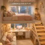 Aménagement d'une chambre confortable avec lit en hauteur pour petits appartements