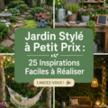 Un jardin élégant avec des fleurs colorées et un aménagement simple.