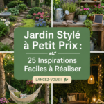 Un jardin élégant avec des fleurs colorées et un aménagement simple.