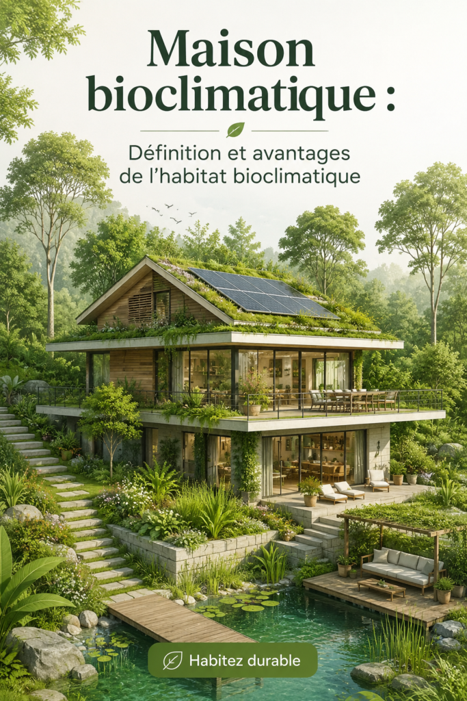 Maison bioclimatique avec une architecture moderne intégrée dans la nature