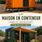 Maison moderne en container entourée de verdure, design innovant et durable