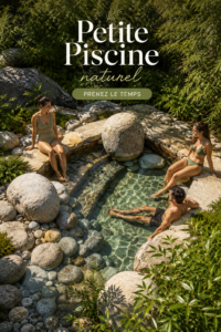 Petite piscine naturelle entourée de verdure et de plantes