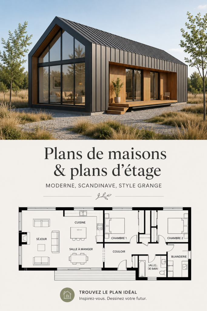 Plan de maison moderne avec des lignes épurées et une décoration scandinave