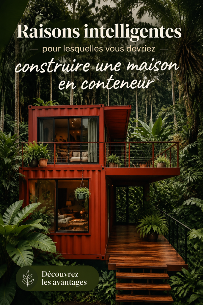 Maison conteneur moderne intégrée dans un environnement naturel, illustrant un choix architectural écologique.