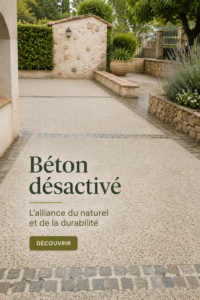 Allée en béton désactivé offrant une ambiance rustique et élégante.
