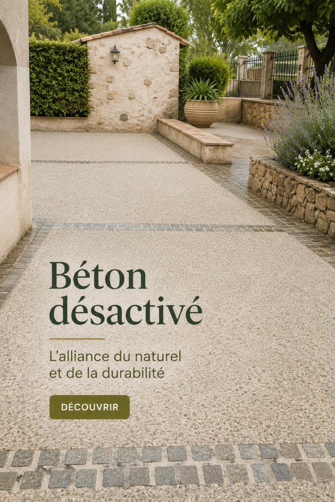 Allée en béton désactivé offrant une ambiance rustique et élégante.
