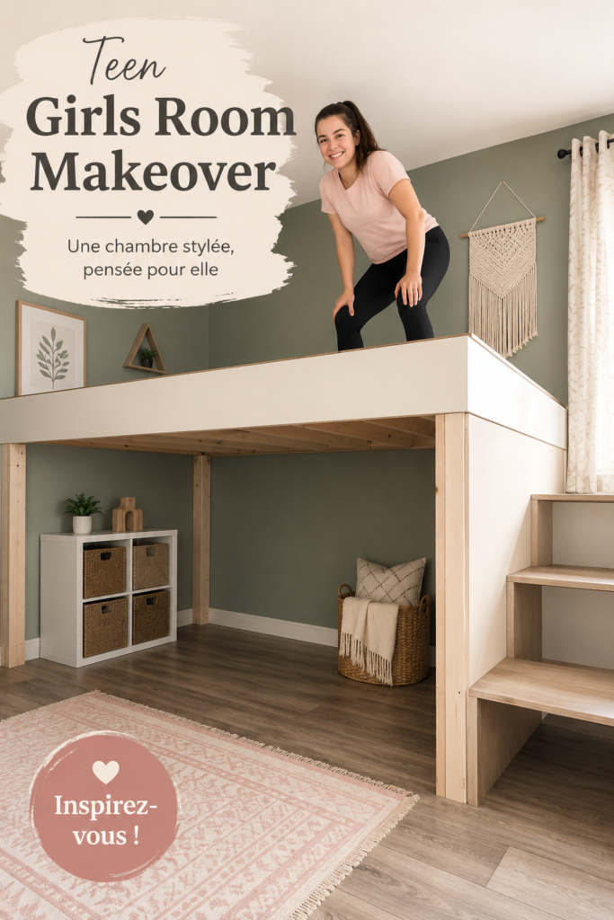 Chambre d'adolescent rénovée avec un lit mezzanine moderne